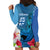 Custom Polynesian Fiji Hoodie Dress Shark and Hibiscus Tapa Pattern Blue Version LT03 - Polynesian Pride