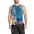 Custom Polynesian Fiji Men Tank Top Shark and Hibiscus Tapa Pattern Blue Version LT03 - Polynesian Pride