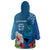 Custom Polynesian Fiji Wearable Blanket Hoodie Shark and Hibiscus Tapa Pattern Blue Version LT03 - Polynesian Pride