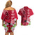 Polynesian Fiji Couples Matching Off Shoulder Short Dress and Hawaiian Shirt Shark and Hibiscus Tapa Pattern Red Version LT03 - Polynesian Pride