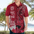 Polynesian Fiji Hawaiian Shirt Shark and Hibiscus Tapa Pattern Red Version LT03 - Polynesian Pride