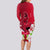 Polynesian Fiji Long Sleeve Bodycon Dress Shark and Hibiscus Tapa Pattern Red Version LT03 - Polynesian Pride