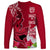 Polynesian Fiji Long Sleeve Shirt Shark and Hibiscus Tapa Pattern Red Version LT03 - Polynesian Pride