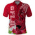 Polynesian Fiji Polo Shirt Shark and Hibiscus Tapa Pattern Red Version LT03 Red - Polynesian Pride