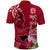 Polynesian Fiji Polo Shirt Shark and Hibiscus Tapa Pattern Red Version LT03 - Polynesian Pride