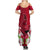 Polynesian Fiji Summer Maxi Dress Shark and Hibiscus Tapa Pattern Red Version LT03 - Polynesian Pride