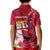 Custom Polynesian Fiji Kid Polo Shirt Shark and Hibiscus Tapa Pattern Red Version LT03 - Polynesian Pride