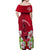 Custom Polynesian Fiji Off Shoulder Maxi Dress Shark and Hibiscus Tapa Pattern Red Version LT03 - Polynesian Pride