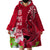 Custom Polynesian Fiji Wearable Blanket Hoodie Shark and Hibiscus Tapa Pattern Red Version LT03 - Polynesian Pride