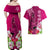 Polynesian Fiji Couples Matching Off Shoulder Maxi Dress and Hawaiian Shirt Shark and Hibiscus Tapa Pattern Purple Version LT03 - Polynesian Pride