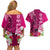 Polynesian Fiji Couples Matching Off Shoulder Short Dress and Hawaiian Shirt Shark and Hibiscus Tapa Pattern Purple Version LT03 - Polynesian Pride