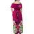 Polynesian Fiji Off Shoulder Maxi Dress Shark and Hibiscus Tapa Pattern Purple Version LT03 - Polynesian Pride