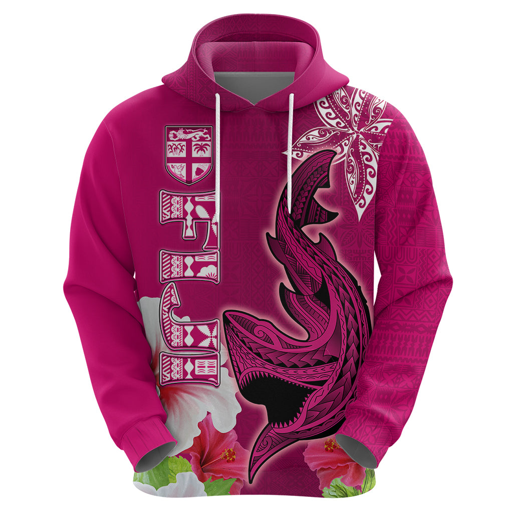 Custom Polynesian Fiji Hoodie Shark and Hibiscus Tapa Pattern Purple Version LT03 - Polynesian Pride