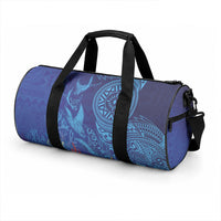 Fijian Tribal Manta Ray Duffle Bag Masi Motif with Coral Reef Ocean Vibe LT03 - Polynesian Pride
