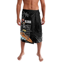 Hawaiian Halloween Skeleton Surfing Lavalava Polynesian Tribal Tattoo and Hawaiian Pattern LT03 Black - Polynesian Pride