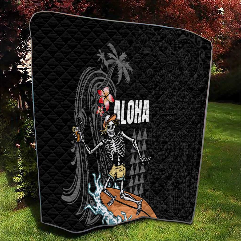Hawaiian Halloween Skeleton Surfing Quilt Polynesian Tribal Tattoo and Hawaiian Pattern LT03 - Polynesian Pride