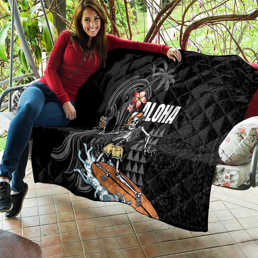 Hawaiian Halloween Skeleton Surfing Quilt Polynesian Tribal Tattoo and Hawaiian Pattern LT03 - Polynesian Pride