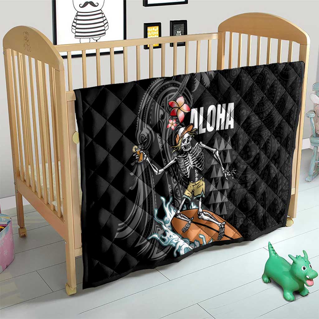 Hawaiian Halloween Skeleton Surfing Quilt Polynesian Tribal Tattoo and Hawaiian Pattern LT03 - Polynesian Pride