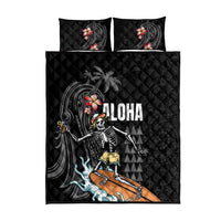 Hawaiian Halloween Skeleton Surfing Quilt Bed Set Polynesian Tribal Tattoo and Hawaiian Pattern LT03 - Polynesian Pride