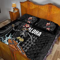 Hawaiian Halloween Skeleton Surfing Quilt Bed Set Polynesian Tribal Tattoo and Hawaiian Pattern LT03 - Polynesian Pride