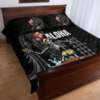 Hawaiian Halloween Skeleton Surfing Quilt Bed Set Polynesian Tribal Tattoo and Hawaiian Pattern LT03 - Polynesian Pride