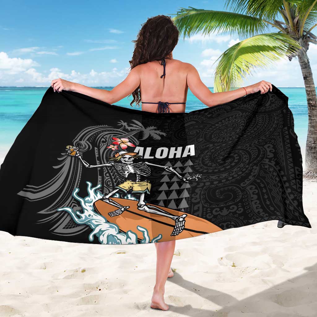 Hawaiian Halloween Skeleton Surfing Sarong Polynesian Tribal Tattoo and Hawaiian Pattern LT03 - Polynesian Pride