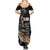 Hawaiian Halloween Skeleton Surfing Summer Maxi Dress Polynesian Tribal Tattoo and Hawaiian Pattern