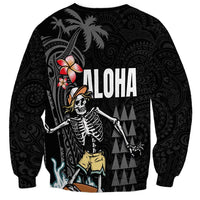 Hawaiian Halloween Skeleton Surfing Sweatshirt Polynesian Tribal Tattoo and Hawaiian Pattern LT03 - Polynesian Pride