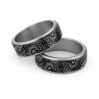 Traditional Polynesian Maori Tattoo Silver Art Classic Ring LT03 Sliver Black - Polynesian Pride