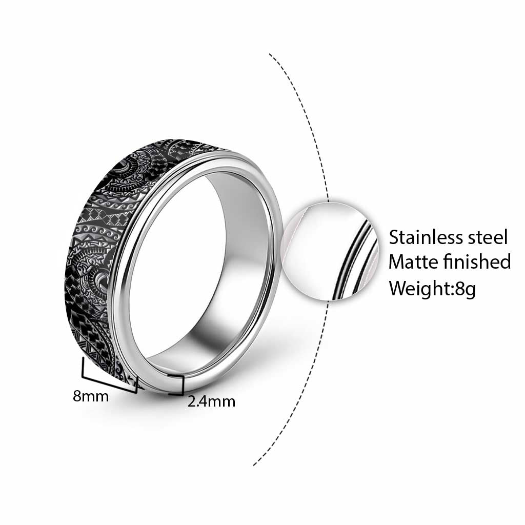 Traditional Polynesian Maori Tattoo Silver Art Classic Ring LT03 - Polynesian Pride