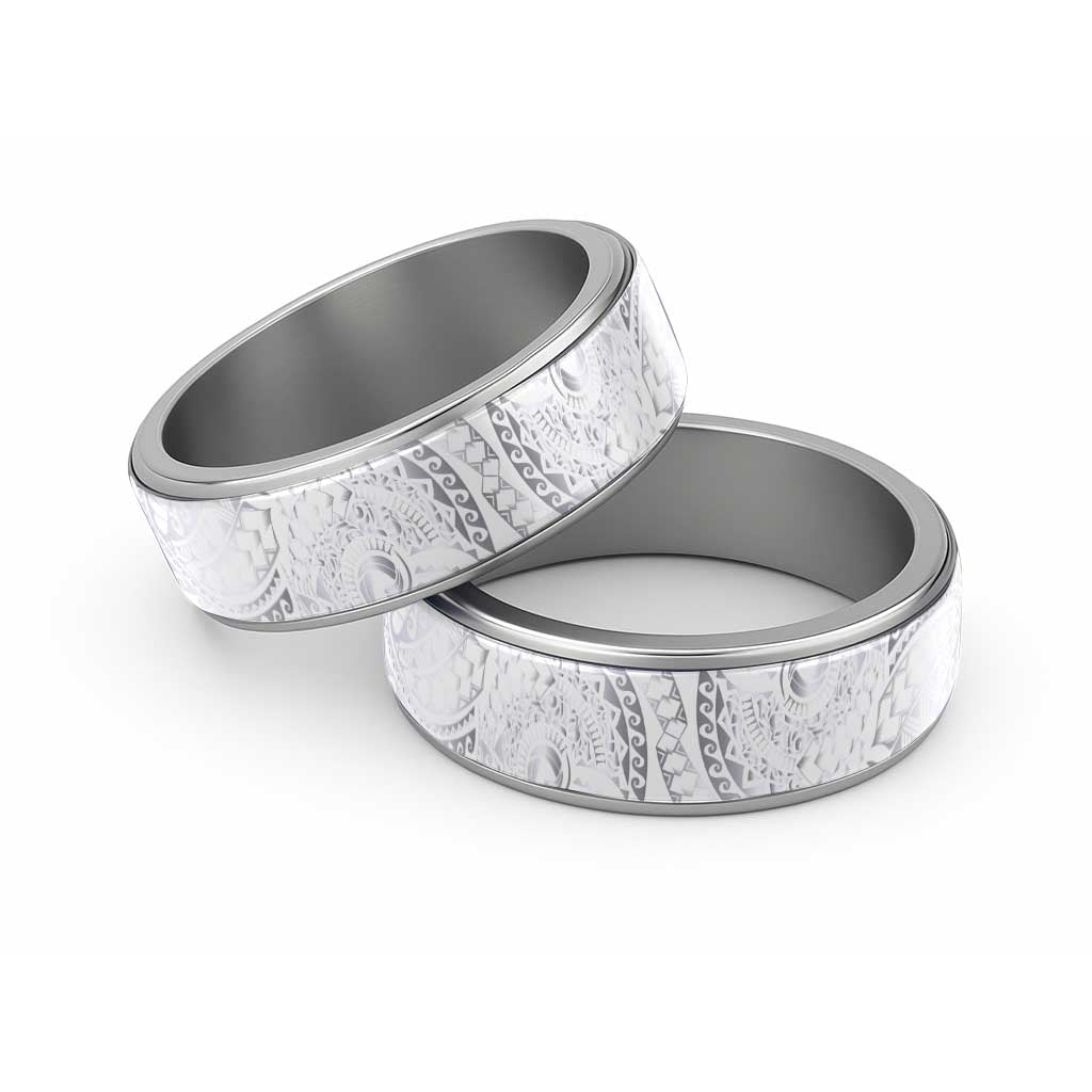 Traditional Polynesian Maori Tattoo White Color Classic Ring LT03 Sliver White - Polynesian Pride