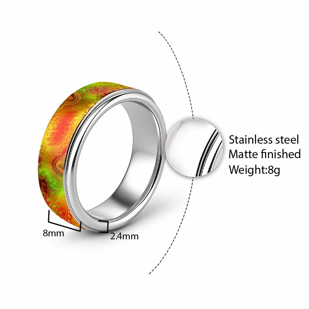 Traditional Polynesian Maori Tattoo Reggae Color Classic Ring LT03 - Polynesian Pride