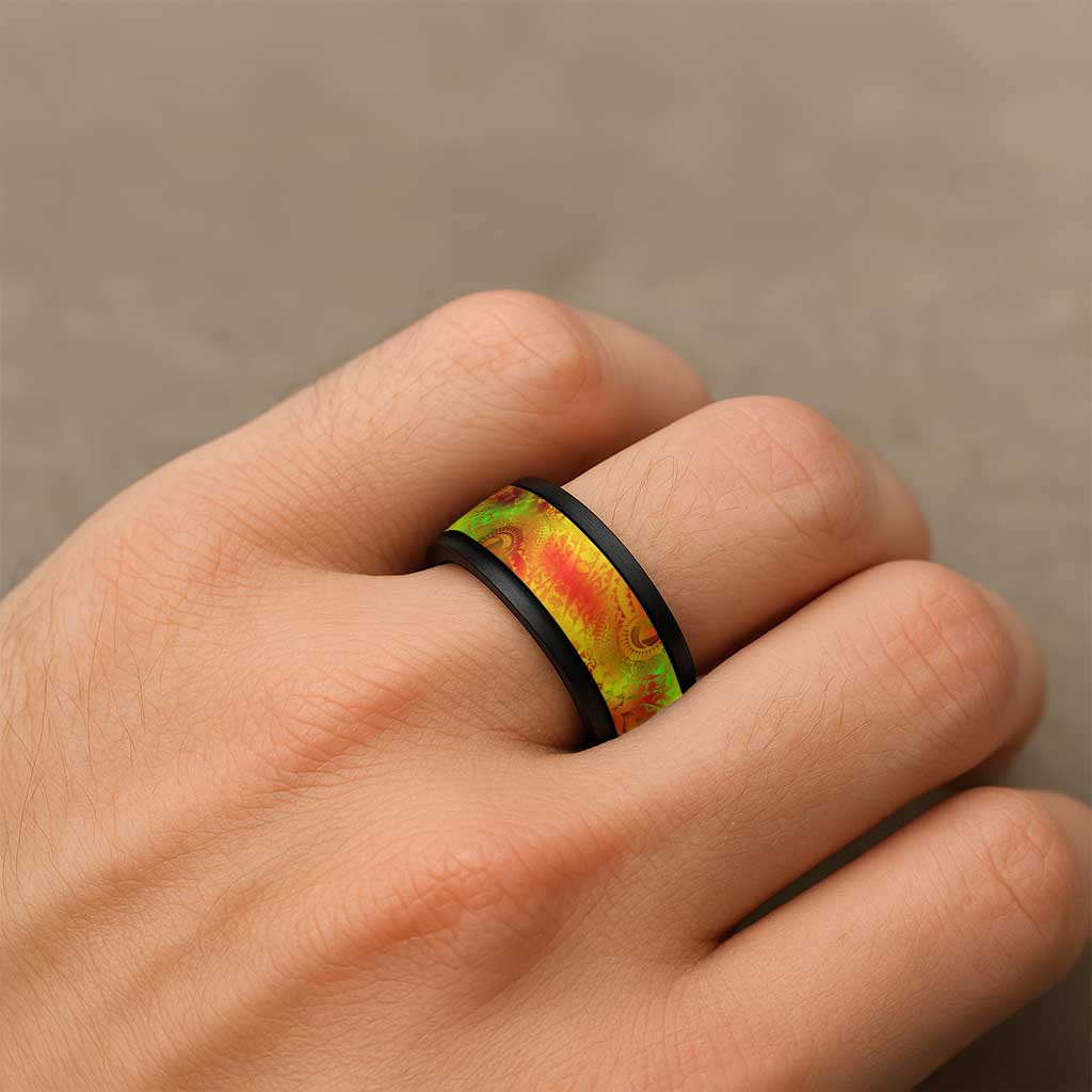Traditional Polynesian Maori Tattoo Reggae Color Spinner Ring LT03 - Polynesian Pride