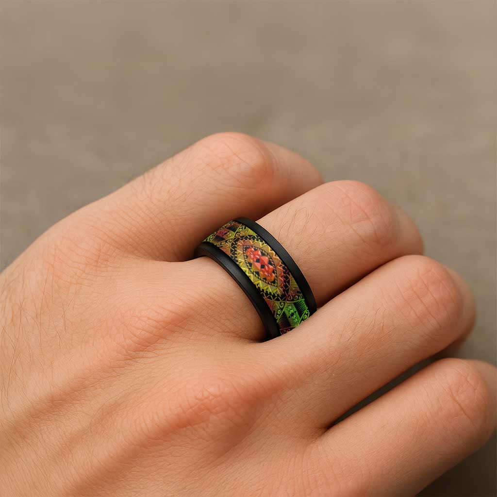 Traditional Samoa Maori Ornament Style Reggae Art Spinner Ring LT03 - Polynesian Pride