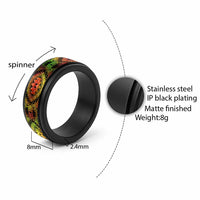 Traditional Samoa Maori Ornament Style Reggae Art Spinner Ring LT03 - Polynesian Pride