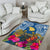 Hawaii Lanai Island Area Rug Hibiscus Turle and Map with Polynesian Spiral LT03 - Polynesian Pride