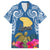 Hawaii Lanai Island Hawaiian Shirt Hibiscus Turle and Map with Polynesian Spiral LT03 Blue - Polynesian Pride