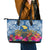 Hawaii Lanai Island Leather Tote Bag Hibiscus Turle and Map with Polynesian Spiral LT03 - Polynesian Pride