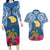 Custom Hawaii Lanai Island Couples Matching Long Sleeve Bodycon Dress and Hawaiian Shirt Hibiscus Turle and Map with Polynesian Spiral LT03 Blue - Polynesian Pride