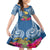 Custom Hawaii Lanai Island Family Matching Puletasi Dress and Hawaiian Shirt Hibiscus Turle and Map with Polynesian Spiral LT03 Daughter's Dress Blue - Polynesian Pride