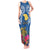 Custom Hawaii Lanai Island Tank Maxi Dress Hibiscus Turle and Map with Polynesian Spiral LT03 Women Blue - Polynesian Pride