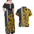 Hawaii Lanai Island Couples Matching Off Shoulder Maxi Dress and Hawaiian Shirt Hawaiian Warrior and Kakau Symbols Abstract Tattoo LT03 - Polynesian Pride