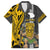 Hawaii Lanai Island Family Matching Off Shoulder Long Sleeve Dress and Hawaiian Shirt Hawaiian Warrior and Kakau Symbols Abstract Tattoo LT03 Dad's Shirt - Short Sleeve Yellow - Polynesian Pride