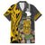 Hawaii Lanai Island Family Matching Short Sleeve Bodycon Dress and Hawaiian Shirt Hawaiian Warrior and Kakau Symbols Abstract Tattoo LT03 Dad's Shirt - Short Sleeve Yellow - Polynesian Pride