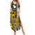 Hawaii Lanai Island Family Matching Summer Maxi Dress and Hawaiian Shirt Hawaiian Warrior and Kakau Symbols Abstract Tattoo LT03 Mom's Dress Yellow - Polynesian Pride