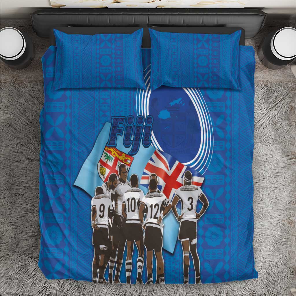 Fiji Rugby Sevens Bedding Set Commemorate Gold Medal - Rio de Janeiro 2016 LT03 Blue - Polynesian Pride