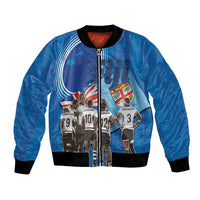 Fiji Rugby Sevens Bomber Jacket Commemorate Gold Medal - Rio de Janeiro 2016 LT03 Unisex Blue - Polynesian Pride