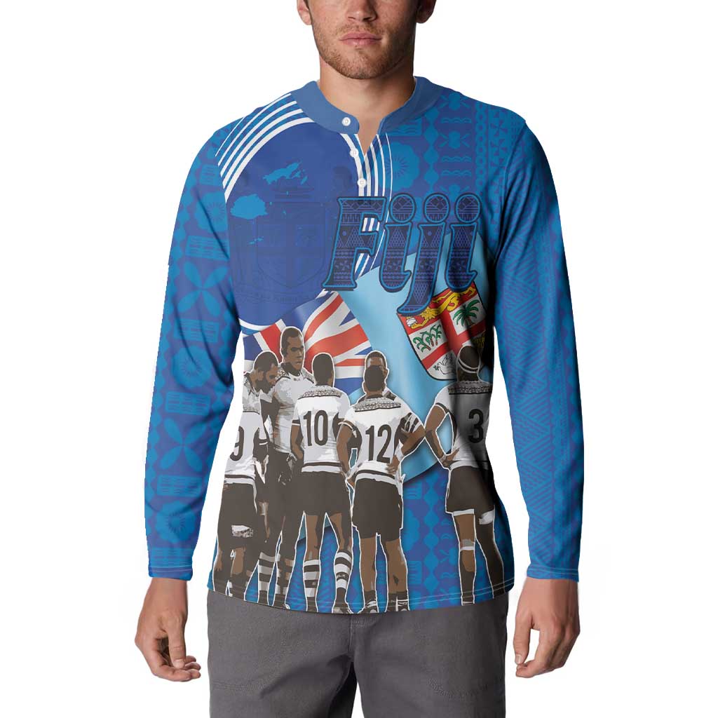Fiji Rugby Sevens Button Sweatshirt Commemorate Gold Medal - Rio de Janeiro 2016 LT03 - Polynesian Pride