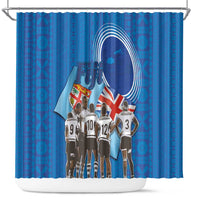 Fiji Rugby Sevens Shower Curtain Commemorate Gold Medal - Rio de Janeiro 2016 LT03 Blue - Polynesian Pride