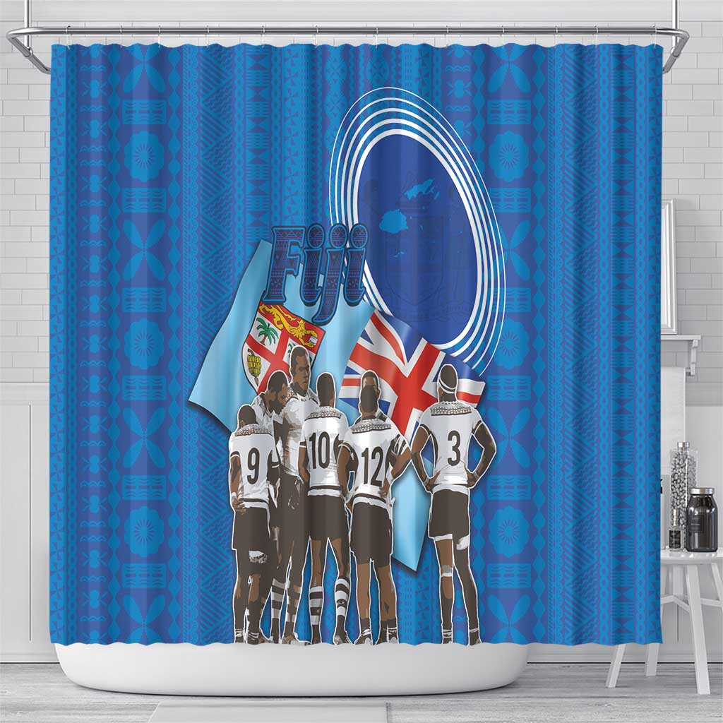 Fiji Rugby Sevens Shower Curtain Commemorate Gold Medal - Rio de Janeiro 2016 LT03 - Polynesian Pride